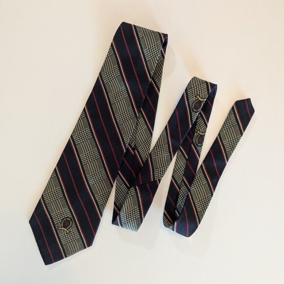 Vintage Tommy Hilfiger Blue, red and cream Striped Silk Tie - Made in USA - Picture 1 of 9